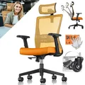 Produktbild: KESSER® Bürostuhl mit verstellbaren Armlehnen Drehstuhl mit Lendenwirbelstütze Rückenschonend Schreibtischstuhl ergonomisch mit Kopfstütze Office Chair Wippfunktion bis 125° mit 5x Gummirollen