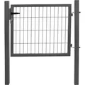 Produktbild: Gartentor Tor für Gartenzaun Garten Zaun 80 cm hoch Gartentür aus Metall für Stabmattenzaun Abschließbar inkl. Pfosten Anthrazit V2Aox - Grau