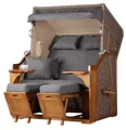 Produktbild: bene living Strandkorb Schleswig Pinie 2-Sitzer - PE mokka - Modell 560, BxTxH: 120x80x160 cm, Volllieger, Ostsee-Strandkorb
