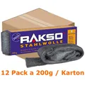 Produktbild: Stahlwolle Rakso Sortenreine Stahlwollebänder 1 mittel Karton Karton mit 12 Pack a 200g je Pack, aus 1 a-Gütestahl 0101 06