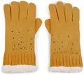 Produktbild: styleBREAKER Damen Strickhandschuhe mit Strass Besatz und Fleece Futter | warme Winterhandschuhe mit Glitzeroptik | weiche Thermo Fingerhandschuhe, Farbe:Curry