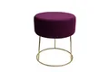 Produktbild: ECHTWERK runder Sitzhocker Marilyn, Polsterhocker aus Samtstoff, Schminkhocker mit Metallbeinen in Gold, Hocker geeignet für Schlaf- und Wohnzimmer, Fußhocker bis 150 kg belastbar, Beere