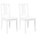 Produktbild: vidaXL Esszimmerstühle 2 STK. Weiß Massivholz Gummibaum, Küchenstuhl, Stuhl, Beistellstuhl, Essstuhl, Wohnzimmerstuhl, Restaurant Stuhl, Akzentstuhl