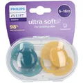 Produktbild: PHILIPS Avent Ultra Soft Schnuller 6-18 Monate, petrol/ gelb