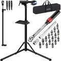 Produktbild: MONZANA® Fahrradmontageständer 50 kg mit Drehmomentschlüssel 1/4 Zoll Set Profi E-Bike klappbar Tragetasche Reifenheber 1–25 Nm Bitset Transpo... - Schwarz