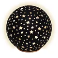Produktbild: LED Aufsteller Glas Kugel Sterne schwarz - 12cm - Weihnachts Deko warmweiß Timer