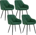 Produktbild: WOLTU Esszimmerstuhl, ergonomischer Sessel, aus Samt, Metallbeine : Dunkelgrün 4 Farbe: Dunkelgrün Stückzahl: 4