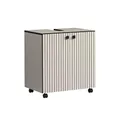 Produktbild: trendteam smart living - PureBliss - Waschbeckenunterschrank auf Rollen - Kashmir Hellgrau - 1 Einlegeboden - (BxHxT) 60 x 64 x 42cm - Rillenoptik - edle Metallgriffe