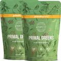 Produktbild: Primal Harvest Super Greens Pulver mit 27 Pflanzenstoffen, inkl. Spirulina & Weizengras, 30 Portionen (2 Bags, ursprünglicher Geschmack)