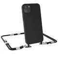 Produktbild: Hülle mit Band für Apple iPhone 15 Plus Handykette Tasche Silikonhülle Schwarz