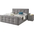 Produktbild: Boxspringbett - silbergrau - 180x200 cm - inklusive Topper