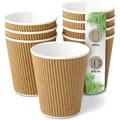 Produktbild: DeinPack 200 Riffelbecher 300 ml doppelwandig  to Go Pappbecher aus braunem Kraftkarton  Kaffeebecher