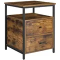 Produktbild: VASAGLE Nachttisch Boxspringbett, 45 x 45 x 60 cm, Beistelltisch, vintagebraun-schwarz, 2 Schubladen, offenem Fach, Nachtschrank, Metallrahmen Industriestil braun|schwarz