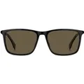 Produktbild: Hugo Boss – Braune Sonnenbrille mit polarisierten Gläsern und schmalem Rahmen in Schwarz