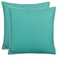 Produktbild: Brandsseller 2er Set Outdoor Kissen 45x45 cm – Wetterfeste Zierkissen mit Paspel – Wasserabweisende Gartenkissen & Dekokissen für draußen – Sofakissen für Balkon & Terrasse – Türkis