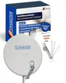 Produktbild: SCHWAIGER Satellitenschüssel I Ø 80 cm Aluminium Offset Antenne in hellgrau I Multifeed geeignet & wetterfest I SAT Schüssel mit LNB Tragarm & Masthalterung I maximale Empfangsleistung 38,5dB