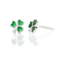 Produktbild: Irish Shamrock Ohrstecker aus Sterlingsilber – Handgefertigt in Irland mit grüne