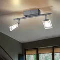 Produktbild: Deckenstrahler Deckenspot Deckenleuchte 2x LED warmweiß Metall silber 19x20x35cm