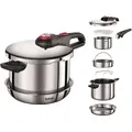 Produktbild: Tefal Topf-Set Ingenio Emotion Topfset 6 tlg, Griff abnehmbar, Schnellkochtopf Set, Edelstahl 18/10 (Pfanne, Bratpfannen Set, Pfannenset)