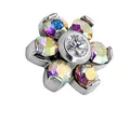 Produktbild: Taffstyle Piercing-Implantat Dermal Piercing Aufsatz Kugel Glitzer Ferido Blume, Dermal Anchor Skin Diver Anker Aufsatzkugel Ball Flach Stecker Strass