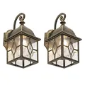 Produktbild: Qazqa - Landhaus I Vintage Set mit 2 romantischen Außen Wandlaternen aus Bronze - London I Außenbeleuchtung - Aluminium Quadratisch - LED geeignet E27