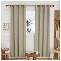 Produktbild: Deconovo Verdunkelungsvorhang Gardinen mit Ösen Blickdichte Vorhang Kälteschutz Schlafzimmer 2er Set, Blackout Curtain einfarbig Thermo Vorhang Verdunkelung Wärmeisolierend beige 107 cm x 138 cm