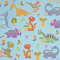 Produktbild: Geschenkpapier 70cm x 2m Rolle mit Motiv Dinosaurier Dinos Geburtstag Kinder Junge Mädchen hellblau