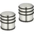 Produktbild: Relaxdays Türstopper Edelstahl, 2er Set, HxD: 7,5 x 7 cm, hoch & schwer, rutschfest, Türzuschlagbremse, silber/schwarz