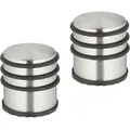 Produktbild: Relaxdays Türstopper Edelstahl, 2er Set, HxD: 7,5 x 7 cm, hoch & schwer, rutschfest, Türzuschlagbremse, silber/schwarz