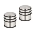Produktbild: Relaxdays Türstopper Edelstahl, 2er Set, HxD: 7,5 x 7 cm, hoch & schwer, rutschfest, Türzuschlagbremse, silber/schwarz