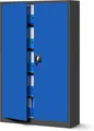 Produktbild: Jan Nowak Metallschrank Jan II 185 x 115 x 40 cm - Aktenschrank abschließbar mit 2 Türen, Mehrzweckschrank mit 5 Ebenen, Büroschrank aus Stahlschrank mit Pulverbeschichtung - Anthrazit-Blau