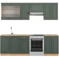 Produktbild: Vicco Fame-Line Küchenschränke Grün-Gold Landhaus/Goldkraft Eiche 240 cm ohne Arbeitsplatte ohne E-Geräte
