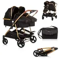 Produktbild: Chipolino Geschwisterkinderwagen, Schwarz, Metall, 75x104x80 cm, unisex, Federung, Baby on Tour, Kinderwagen, Geschwisterwagen & Zwillingswagen