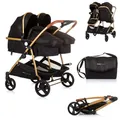 Produktbild: Chipolino Geschwisterkinderwagen Duo Smart klappbar umbaubar verstellbar Fußsack, Farbe:schwarz
