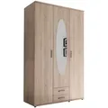 Produktbild: Boxxx Drehtürenschrank, Sonoma Eiche, Glas, Holzwerkstoff, 3 Fächer, 2 Schublade(n) Schubladen, 120x195x55 cm, in verschiedenen Holzdekoren erhältlich, Schrankfront mit Spiegel, Schlafzimmer, Kleiderschränke, Drehtürenschränke