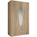 Produktbild: Drehtürenschrank, Sonoma Eiche, Glas, Holzwerkstoff, 3 Fächer, 2 Schublade(n) Schubladen, 120x195x55 cm, Blauer Engel, BQ - Bündnis für Qualität, Made in Germany, Schlafzimmer, Kleiderschränke, Kleiderschränke mit Spiegel