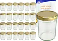 Produktbild: MamboCat 25er Set Sturzgläser 230 ml Hoch Deckelfarbe Gold to 66 inkl. Diamant Gelierzauber Rezeptheft, Marmeladengläser, Einmachgläser, Einweckgläser, Gläser