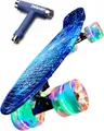 Produktbild: Deleven Skateboard mit LED Rollen, Skate Tool und ABEC 7 Lager - Kinder Erwachsene Anfänger - 56 cm