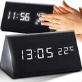 Produktbild: Digitaler Wecker LED Digital Digitaluhr Wanduhr Datum 12h 24h USB Temperatur Alarm Clock Schlafzimmer Wohnzimmer Küche Büro Dimmbar Zeit Holz Retoo