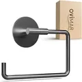 Produktbild: ovimar Toilettenpapierhalter Skardstind ohne Bohren Gunmetal | selbstklebend Edelstahl | Klorollenhalter ohne Deckel | WC Rollenhalter mit Absenkdämpfung matt zum Kleben | Klopapapierhalter