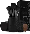 Produktbild: Make-up Pinselset Luvia, Prime Vegan Pro - Black, 12 Schminkpinsel inkl. Pinselaufbewahrung, Blender Schwamm & Reinigungsmatte Für Kosmetikpinsel, In Schwarz & Rosegold