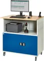 Produktbild: RAU Computer-Station Typ 1023, Arbeitsplatte, Unterschrank, bis 200 kg, B 1100 x T 790 x H 1180 mm, Stahl/Holz, mobil 155158
