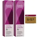 Produktbild: Londa Professional permanente Cremehaarfarbe Extra Rich 2 x 60 ml 8/07 hellblond