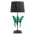Produktbild: Riess Ambiente Design Tischlampe WILDLIFE 75cm schwarz türkis rund Papagei Skulpturen mit Marmor-Fuß Nachttischlampe Beistelllampe