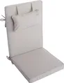 Produktbild: LILENO HOME Gartenstuhl Auflagen mit Kopfkissen [1er Set - Hochlehner] in Creme - Sitzauflagen für Gartenmöbel - Stuhlkissen für Gartenstühle und Klappstühle DUB