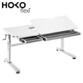 Produktbild: HOKO Kinderschreibtisch höhenverstellbar 54-76 cm, ergonomischer Schreibtisch (für Kinder & Jugendliche, 120x60 cm, neigbare Tischplatte mit Schubladen, stabil & belastbar bis 100 kg, Weiß, Holzfarben)