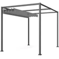 Produktbild: Pergola Pavillon Terrassenüberdachung mit Schiebedach Polyester Grau