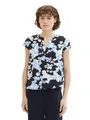 Produktbild: TOM TAILOR Damen Kurzarm-Bluse mit Muster , blue cut floral design, 36