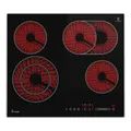 Produktbild: Glaskeramik Elektro Kochfeld 60cm 4 Zonen Platten Autark mit Rahmen Bräterzone