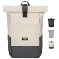 Produktbild: LARKSON Rucksack Damen Herren Beige Grau - No 4 - Rolltop Backpack mit Laptopfach Uni, Arbeit & Fahrrad - Großer Reiserucksack - Wasserabweisend
